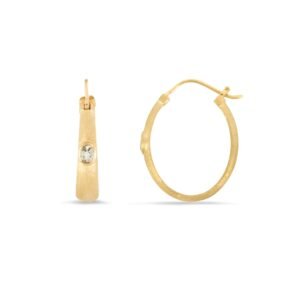 Modern Edge White Topaz Oval Hoop Earrings