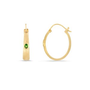 Modern Edge Tsavorite Oval Hoop Earrings