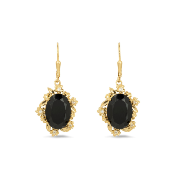 Material: 925 Sterling Silver - 14ct yellow gold plating. Gemstone: 2 x oval black onyx (9.90ct)