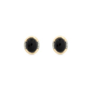 Forever Classic Onyx & Diamonds Oval Stud Earrings