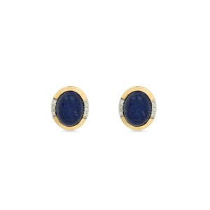 Forever Classic Lapis & Diamonds Oval Stud Earrings