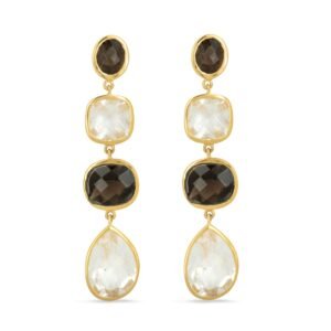 Modern Edge Smoky & Crystal Quartz Cocktail Drop Earrings