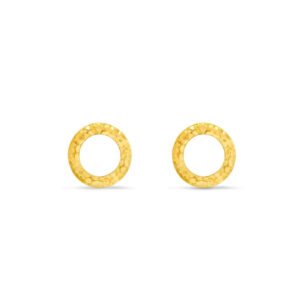 Modern Edge Hammered Loop Gold Stud Earrings