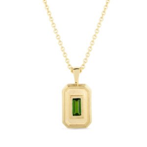 CEO’S Deco Baguette Chrome Diopside Pendant Necklace