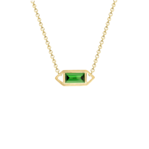 Modern Edge Baguette Tsavorite Geometric Necklace