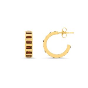 CEO’s Deco Baguette Garnet Open Hoop Earrings