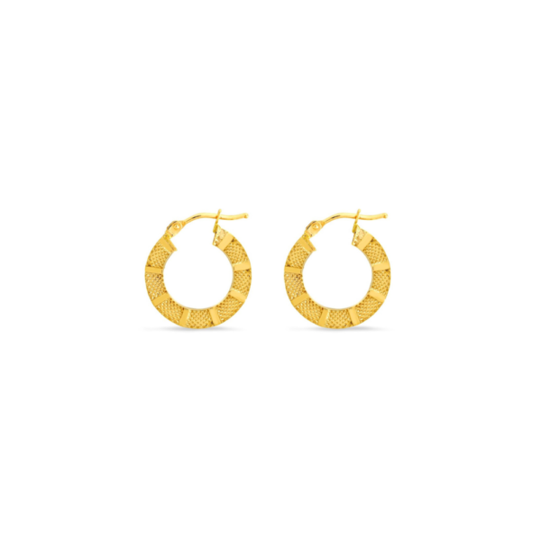 Metal: 9ct yellow gold - 375 hallmarked. Finish: Highly polished. Style: Modern classic. Closure: Latch back - suitable for pierced ears only. Gross Weight: 1.40 grams. Dimensions:  10 x 10mm