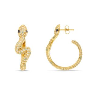 Sarpe White Topaz & Iolite Winding Snake Hoop Earrings