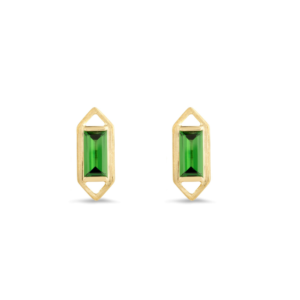 Modern Edge Baguette Tsavorite Geometric Stud Earrings