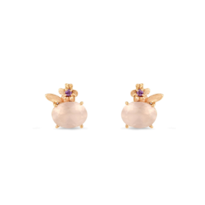 Demeter’s Sympathy Rose Quartz & African Amethyst Floral Stud Earrings