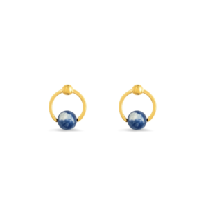 Modern Edge Sodalite Bead Hoop Stud Earrings