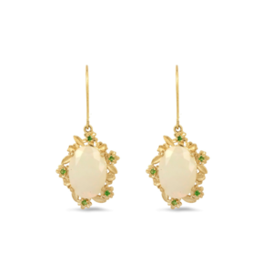 Demeter’s Romance Ethiopian Opal & Tsavorite Floral Drop Earrings