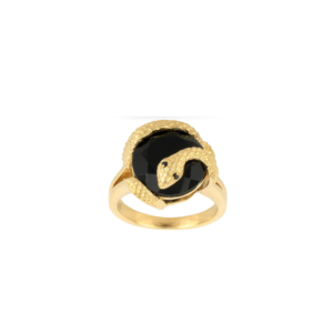 Sarpe Onyx & Black Spinel Guarding Snake Ring